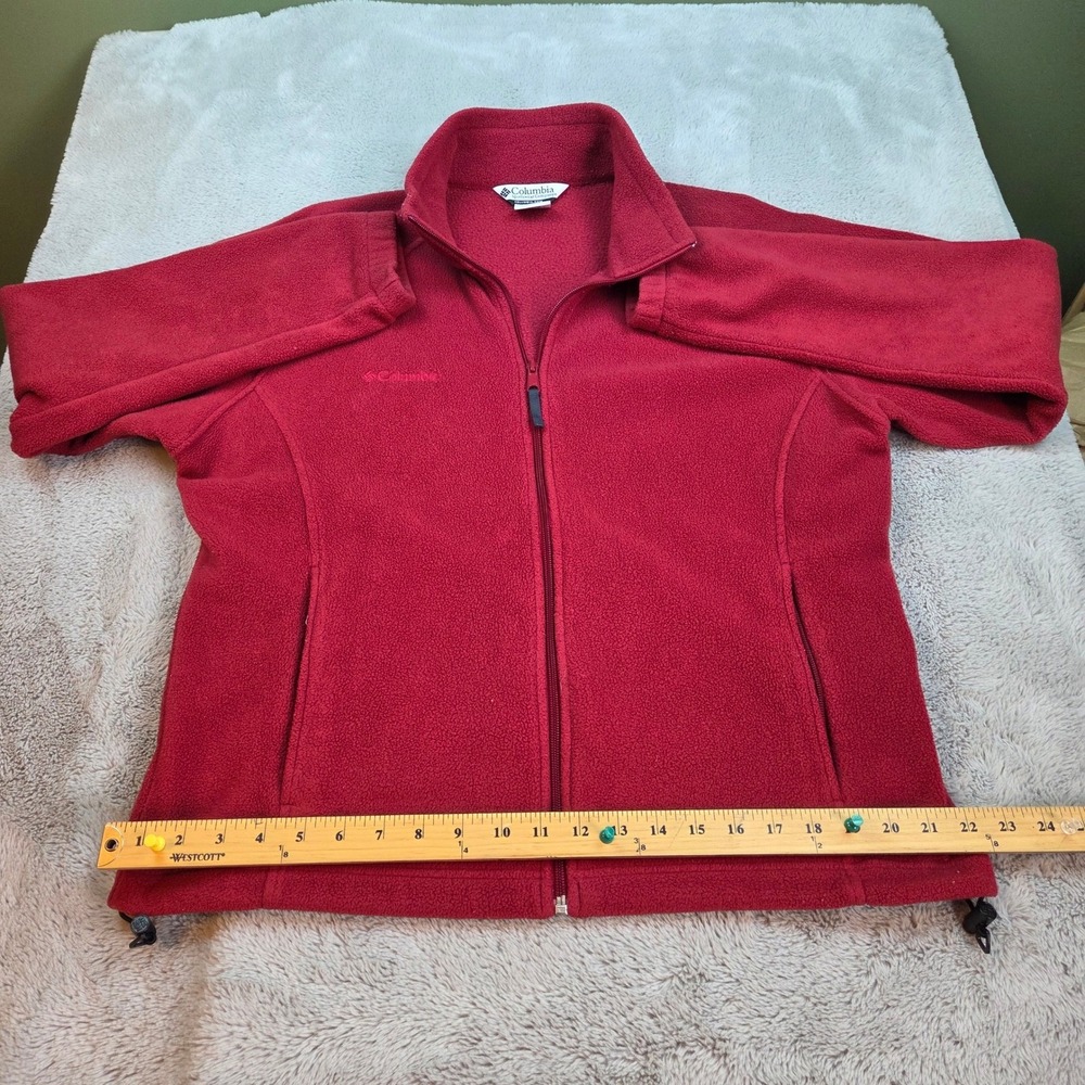 Columbia Fleece Jacket Womens XL Full Zip Cinch Hem Outdoor Layering Maroon Red